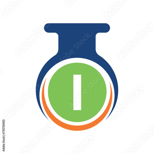 Medical Lab Logo combine with letter I vector template