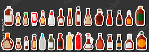 Illustration on theme big kit varied glass bottles filled liquid sauce ketchup photo