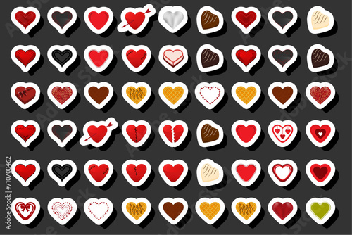 Illustration on theme beautiful big set sweet chocolate candy heart
