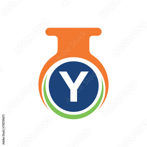 Medical Lab Logo combine with letter Y vector template