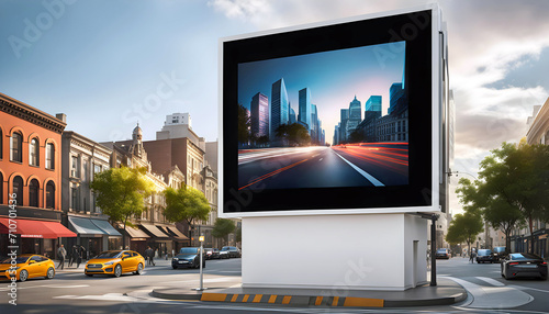 Blank billboard mockup White Box Street, city street, space for your advertising, photo