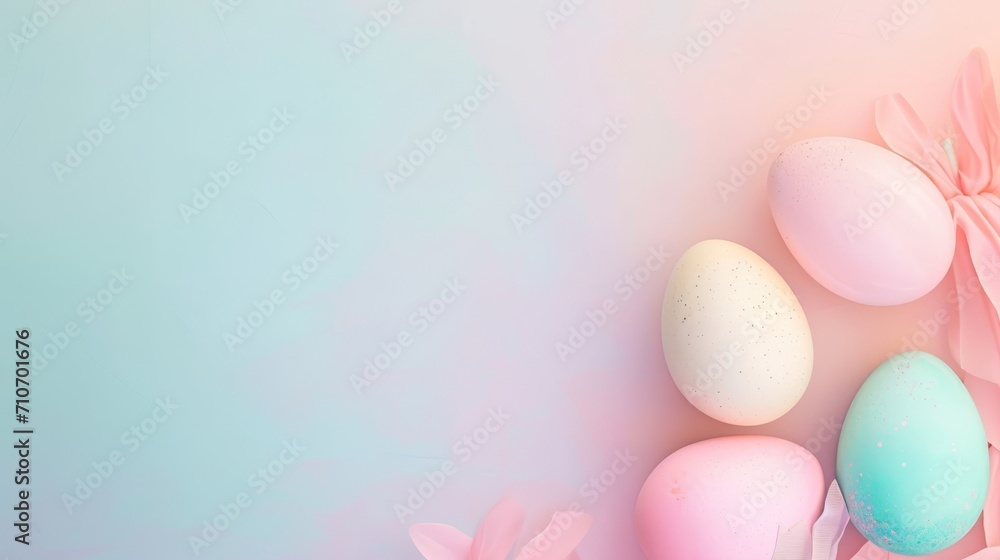 Decorated Easter eggs. Colorful background. Easter banner.