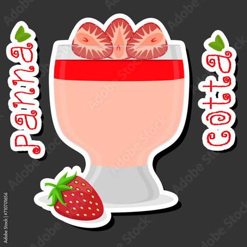 Illustration on theme fresh fruit tasty jelly panna cotta of various ingredients