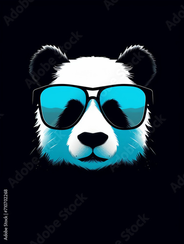 A minimalistic and flat-colored T-shirt design featuring a (panda) in the style of a computer icon or logocreated with Generative Ai © Andrii Yablonskyi