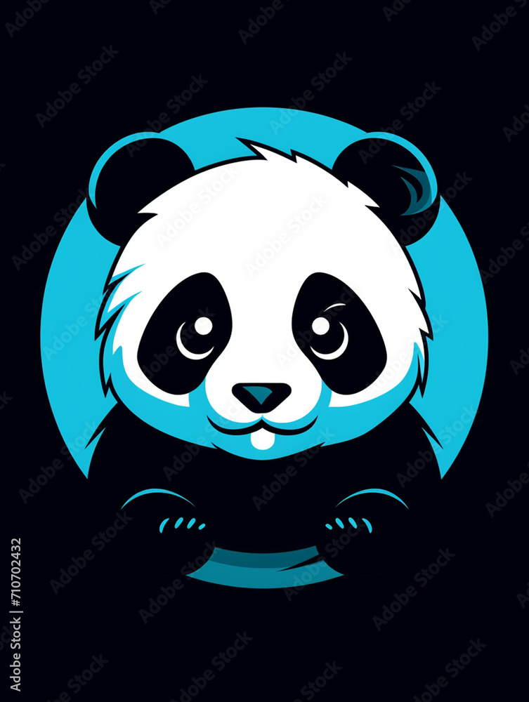 Fototapeta premium A minimalistic and flat-colored T-shirt design featuring a (panda) in the style of a computer icon or logocreated with Generative Ai