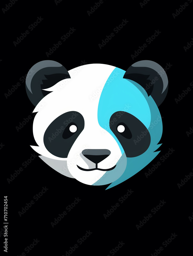 Fototapeta premium A minimalistic and flat-colored T-shirt design featuring a (panda) in the style of a computer icon or logocreated with Generative Ai