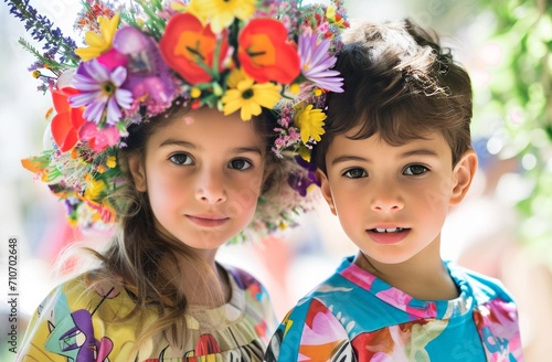 Children in beautiful Easter outfits.