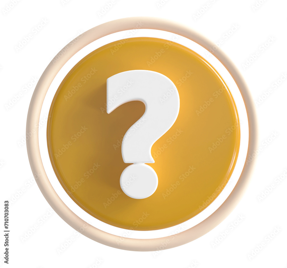 Question mark symbol yellow 3d render