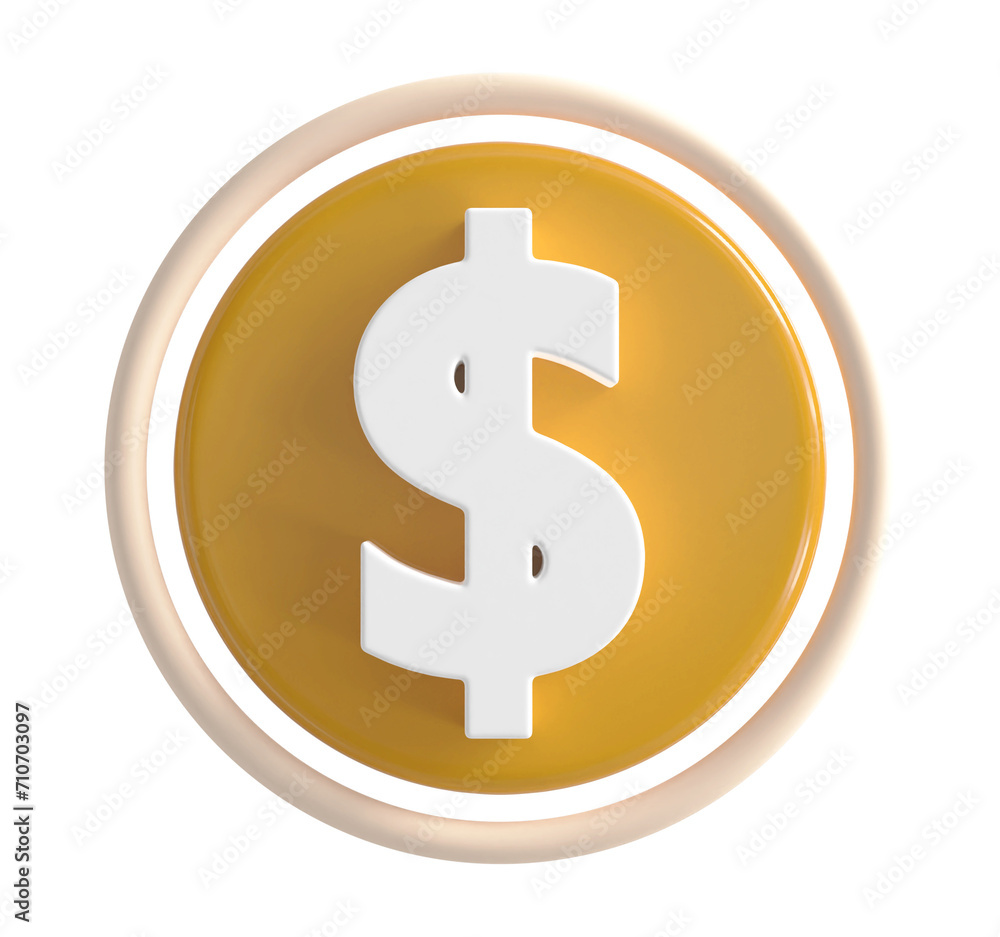 Obraz premium 3d Dollar symbol yellow icon