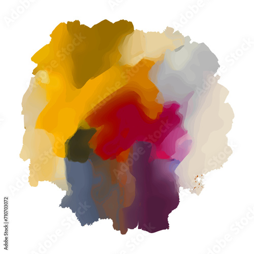 Multicolor  spot of acrylic paint , isolated on a white background.   Hand-drawn illustration. photo