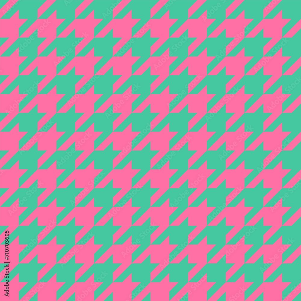 Seamless houndstooth texture. Pink and teal checkered pattern. Classic plaid design. Seamless houndstooth texture. Pink and teal checkered pattern. Classic plaid design.