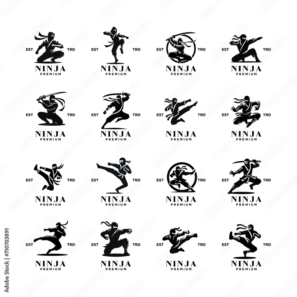 Fototapeta premium Ninja black logo icon design template illustration