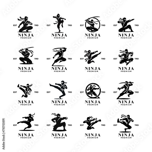 Ninja black logo icon design template illustration © JimzStd