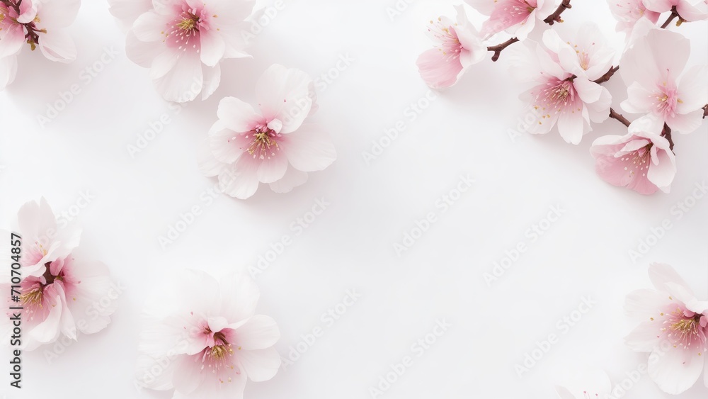 Beautiful Cherry Blossom flowers on white surface Beautiful Cherry Blossom flowers on white surface