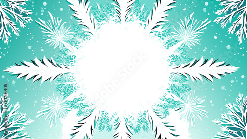 Snowflakes in free fall on a dark blue background