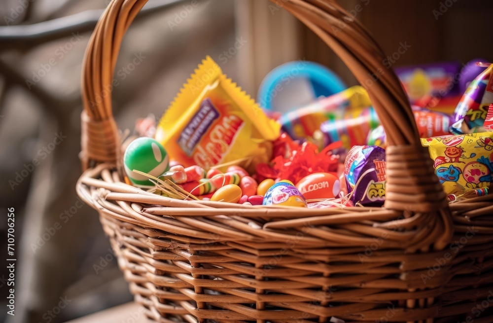 Easter Basket with colorful eggs on white background. Holidays decorations. Easter Basket with colorful eggs on white background. Holidays decorations.