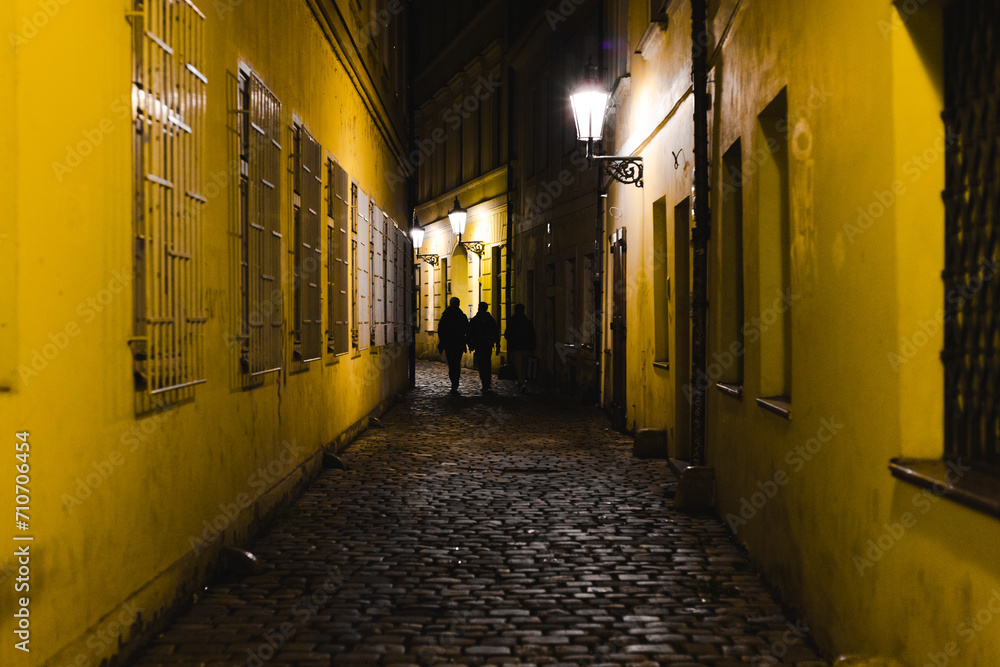 alley in old town at night