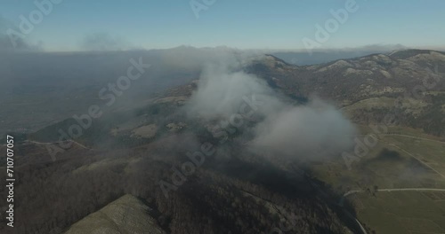 Aerial view of Picentini mountain range near Laceno Lake (Lago Laceno) in Bagnoli Irpino, Avellino, Irpinia, Campania, Italy. photo