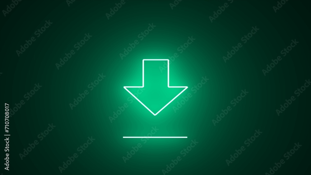 Neon download simple icon, Flat design. Green neon on black background with sky blue light. download button icon, arrow symbol. Neon download simple icon, Flat design. Green neon on black background with sky blue light. download button icon, arrow symbol.