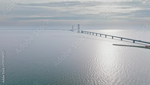 Drone approach to the Öresund Bridge in Denmark photo