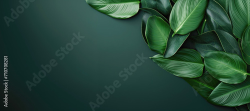 Tropical background: Palm leaves forming a flat and minimal frame. photo
