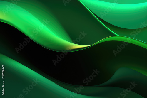 Abstract green gradient wave background. Dynamic shapes composition.