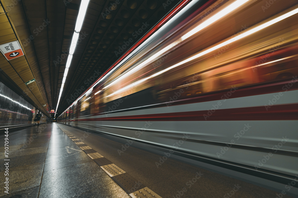 metro train in fast movement