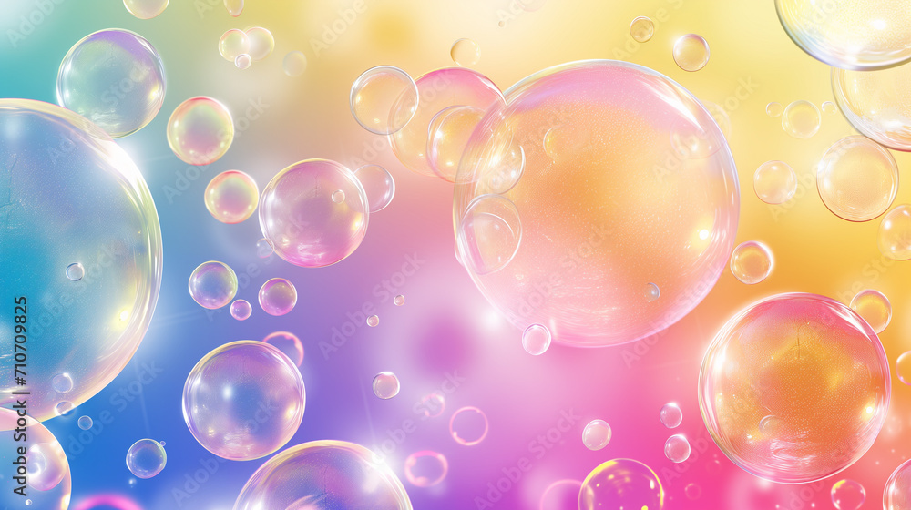 soap bubbles on a colorful gradient background