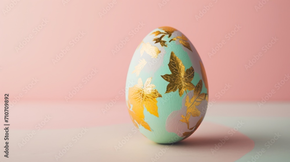 Gold Easter eggs. Colorful background.