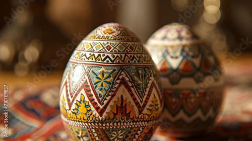 Decorated Easter eggs. Colorful background.