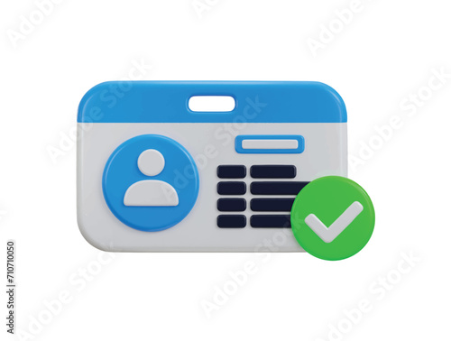 Identity Card Verified icon 3d rendering illustration