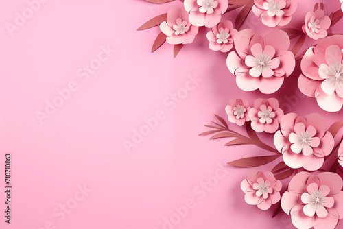 Beautiful, stylish Mothers Day or Womens Day background or banner. Delicate flowers with copy space