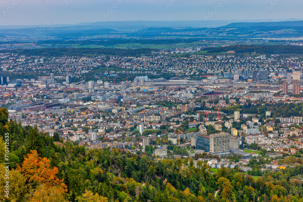 Aerial view of the city of Zurich in Zurich, Switzerland. Aerial view of the city of Zurich in Zurich, Switzerland.