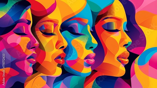 Artistic Women's Day Background with Abstract Forms and Bold Colors