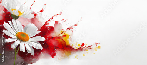 Tapeta kwiaty, abstrakcyjne pastelowe tło kwiatowe, stokrotki © Iwona