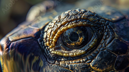 The eye of a turtle, expressing calmness and equanimity, like a guard of ancient secrets