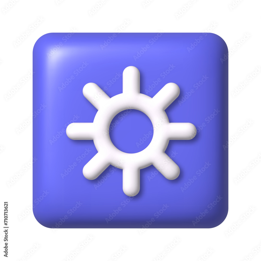 Gear icon on purple square button. 3D vector illustration. Gear icon on purple square button. 3D vector illustration.