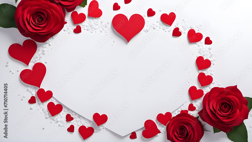 Postcard with heart-shaped roses on Valentine's Day. It's a day of love. that couples use to send to each other