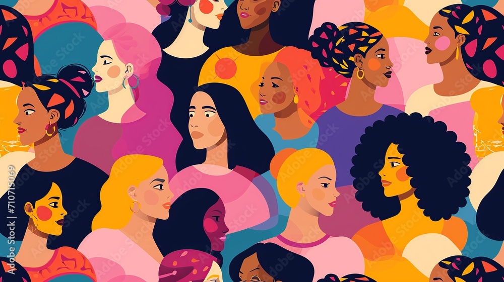 Diverse Group of Women Celebrating Women's Day in Vibrant Colors
Diverse Group of Women Celebrating Women's Day in Vibrant Colors