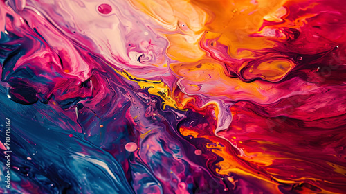 An expressive abstract background, made by oil, in which contrasts and bright colors create a dyna photo