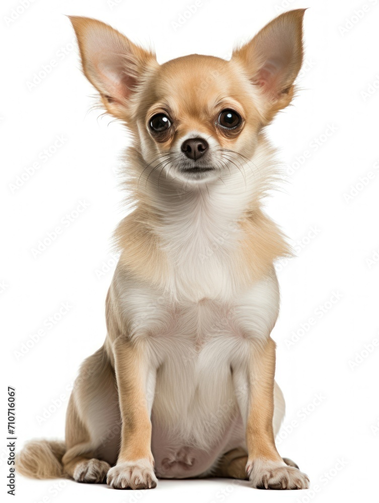 Adorable Chihuahua dog looking to camera on a white background