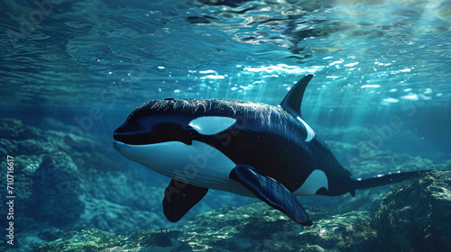 The eye of the killer whale, expressing the mind and social coherence, like a leader's view in the