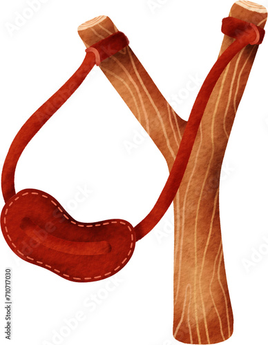 slingshot watercolor illustration hand drawn