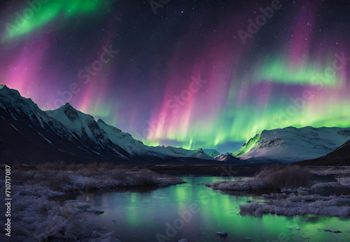 Night sky with Aurora Borealis.AI generated © Ammad