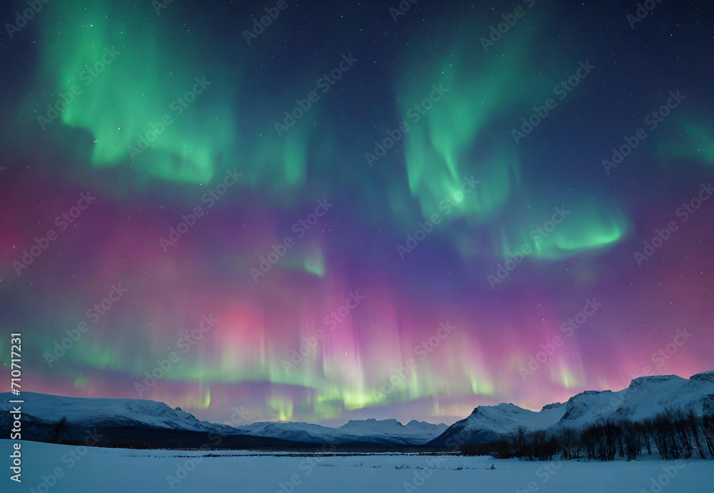 Night sky with Aurora Borealis.AI generated