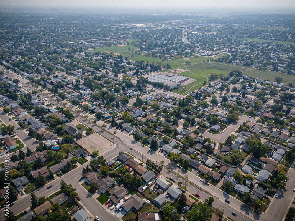 Confederation Park Neighborhood Aerial View in Saskatoon
