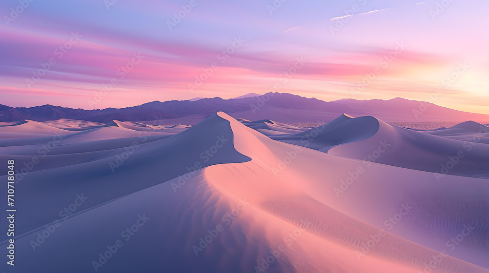 A desert landscape, with undulating sand dunes and a gradient sky displaying pastel colors, during a surreal twilight, capturing the essence of Psychic Waves