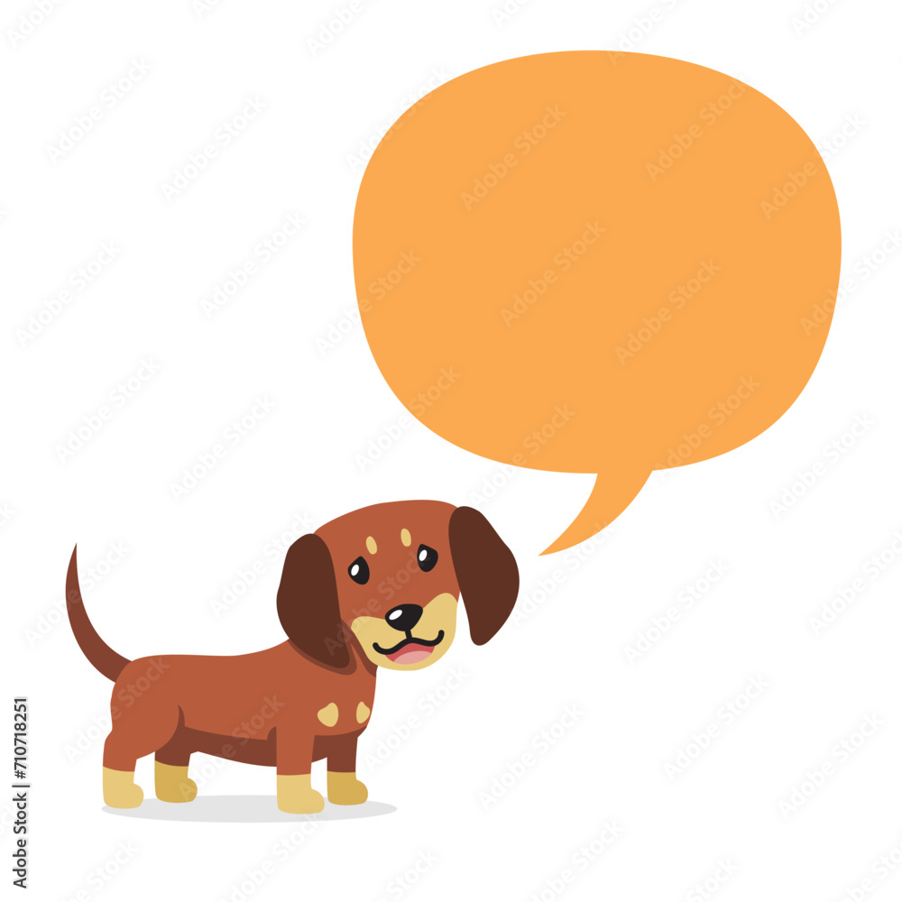 Vector cartoon character cute dachshund dog with speech bubble for design. Vector cartoon character cute dachshund dog with speech bubble for design.