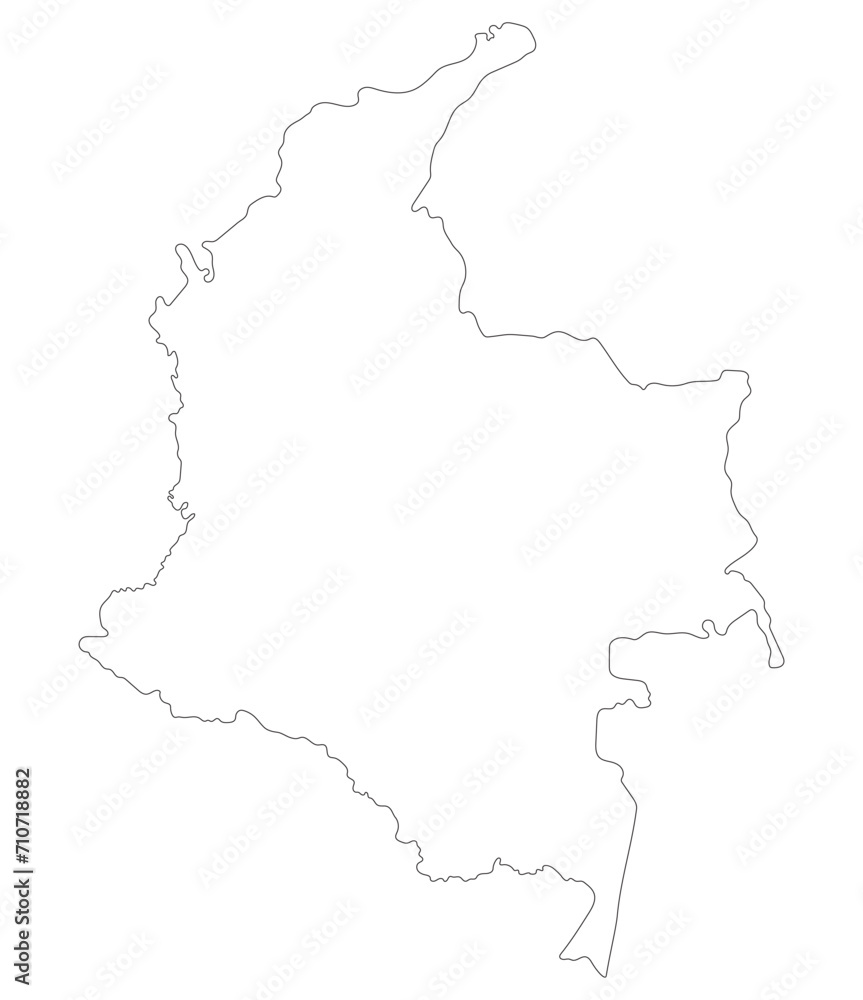 Colombia map. Map of Colombia in white color
