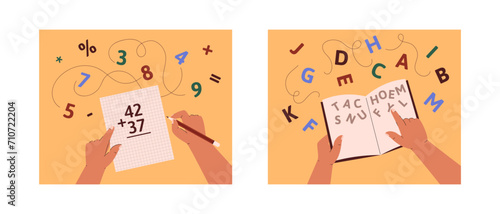 Set of banners about learning difficulties flat style, vector illustration
